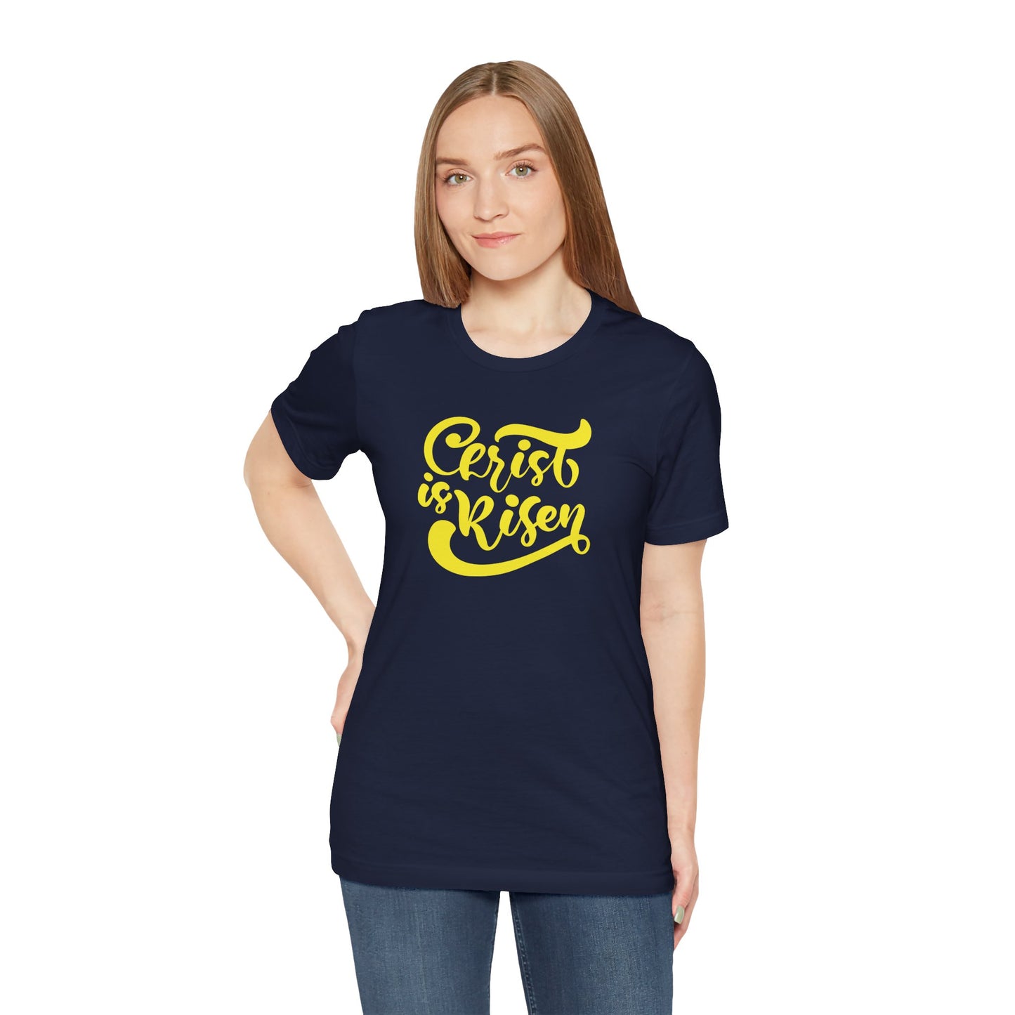 Christ is Risen Yellow Print Unisex Jersey Short Sleeve Tee