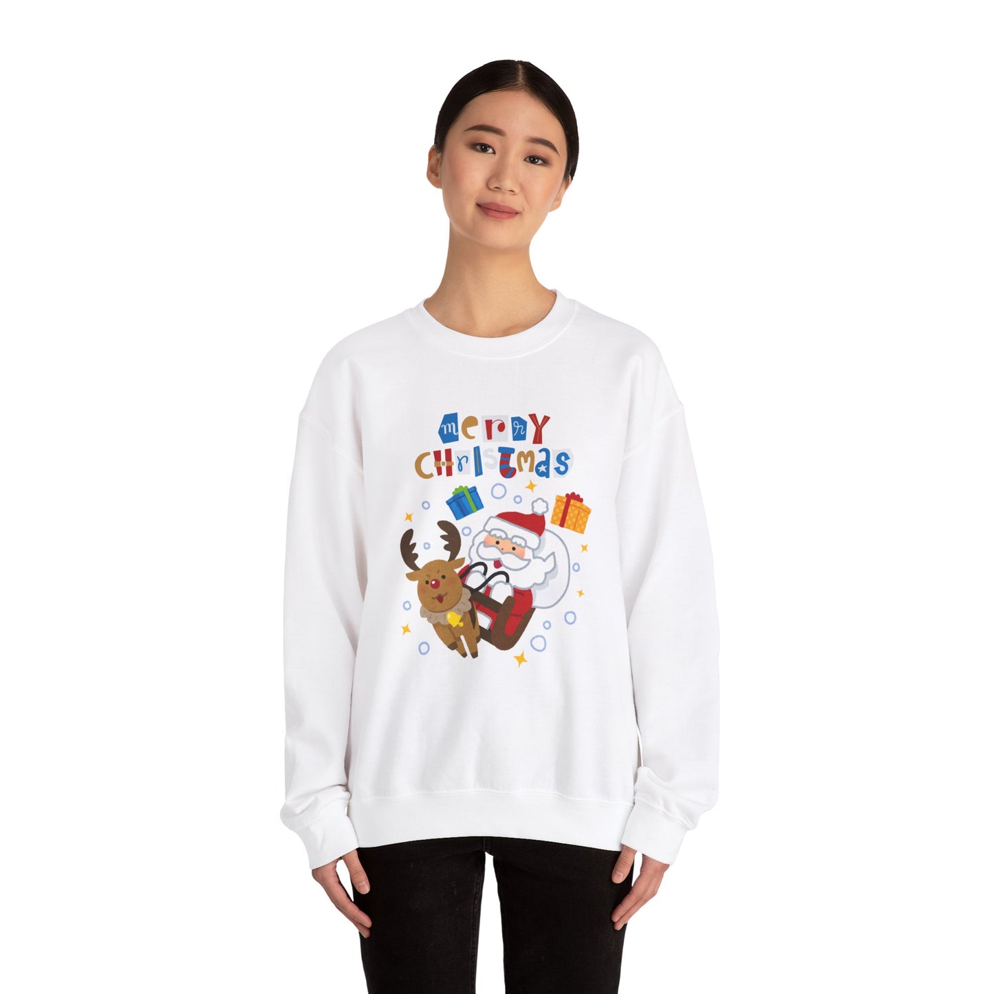 Unisex Heavy Blend Crewneck Sweatshirt Santa & Reindeer Merry Christmas π
π¦β¨