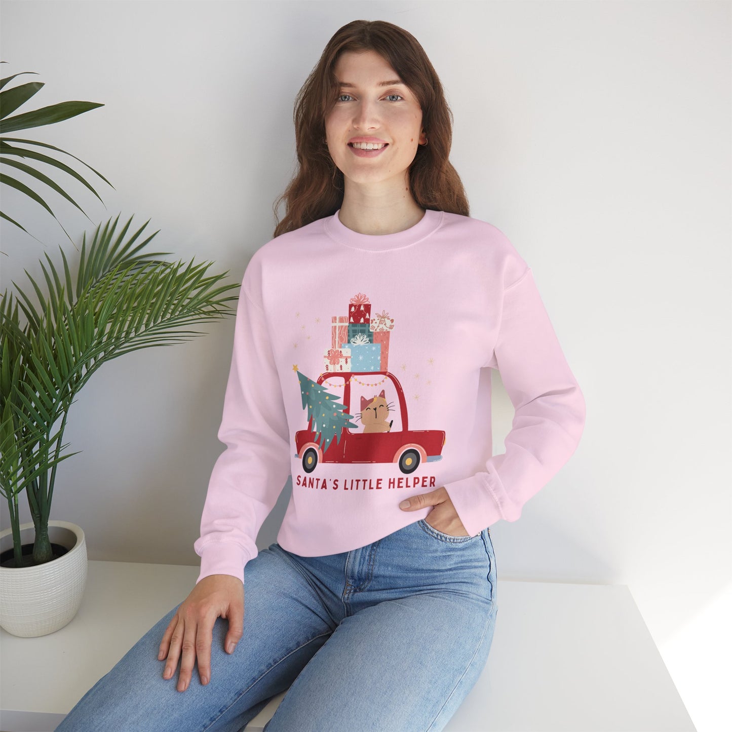 Santa's Little Helper Cat Driving πππ± Unisex Heavy Blend Crewneck Sweatshirt