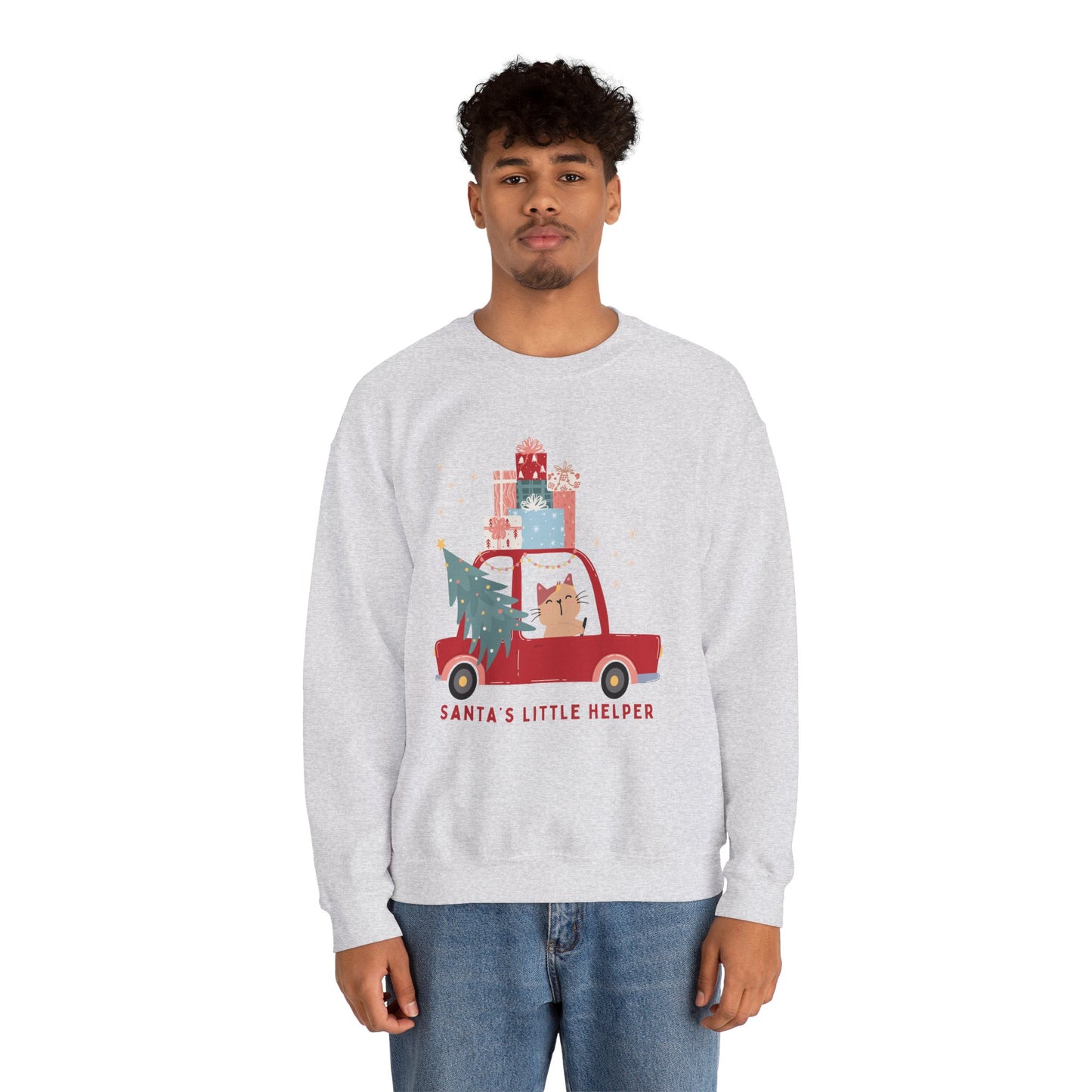 Santa's Little Helper Cat Driving πππ± Unisex Heavy Blend Crewneck Sweatshirt
