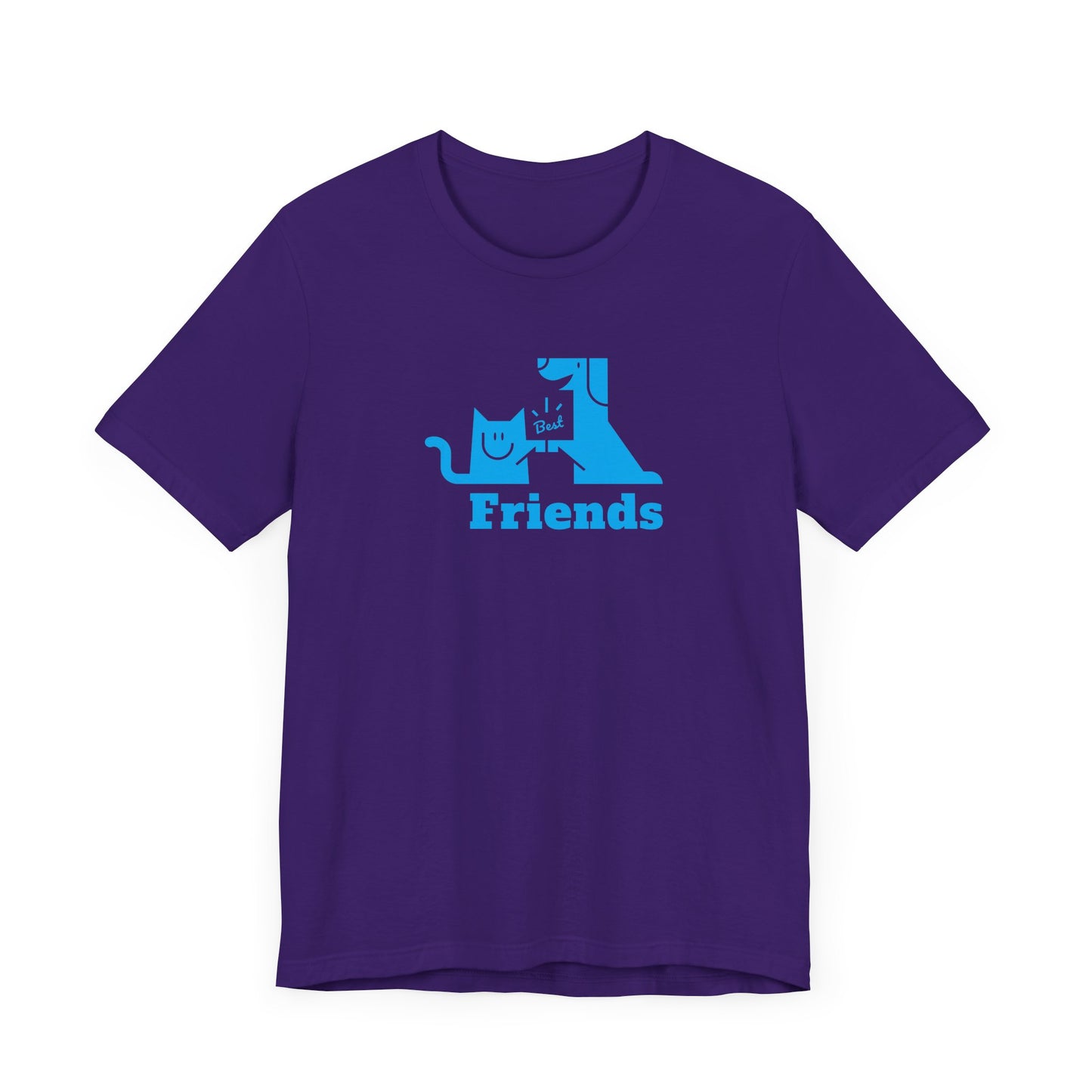 Cat & Dog Hi-5 Each Other Best Friends Blue Print Unisex Jersey Short Sleeve Tee