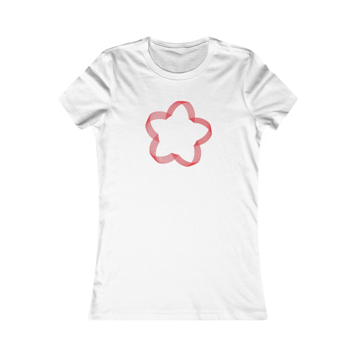 Women's Favorite T-Shirt "Geometric Petal Play" Whimsical 5-Petal Flower Red Print