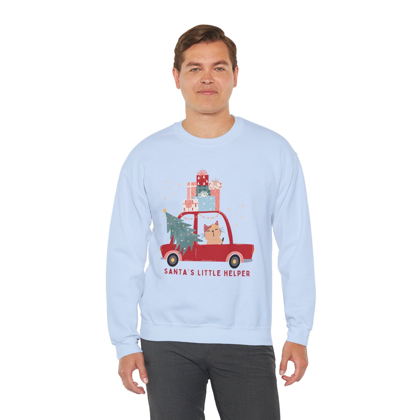 Santa's Little Helper Cat Driving πππ± Unisex Heavy Blend Crewneck Sweatshirt
