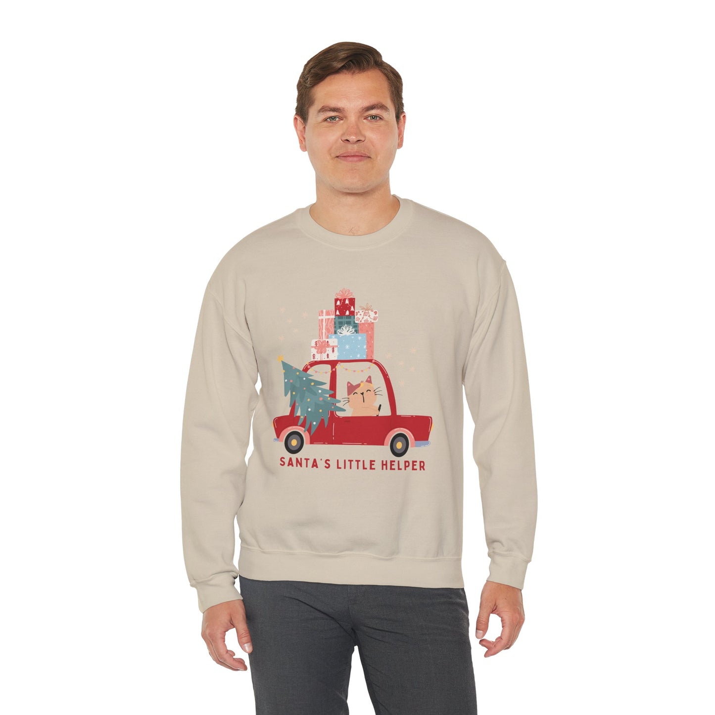 Santa's Little Helper Cat Driving πππ± Unisex Heavy Blend Crewneck Sweatshirt