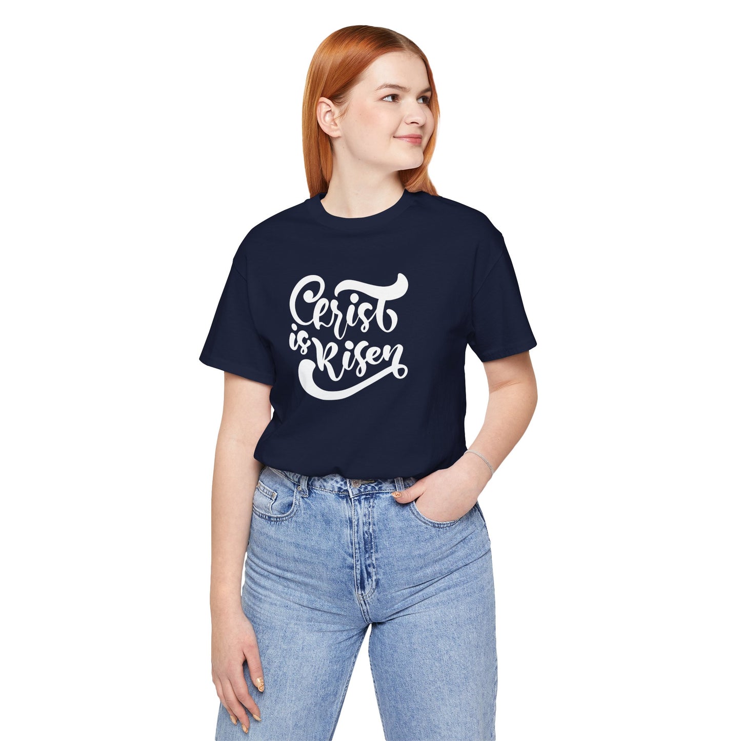 Christ is Risen White Print Unisex Jersey Short Sleeve Tee