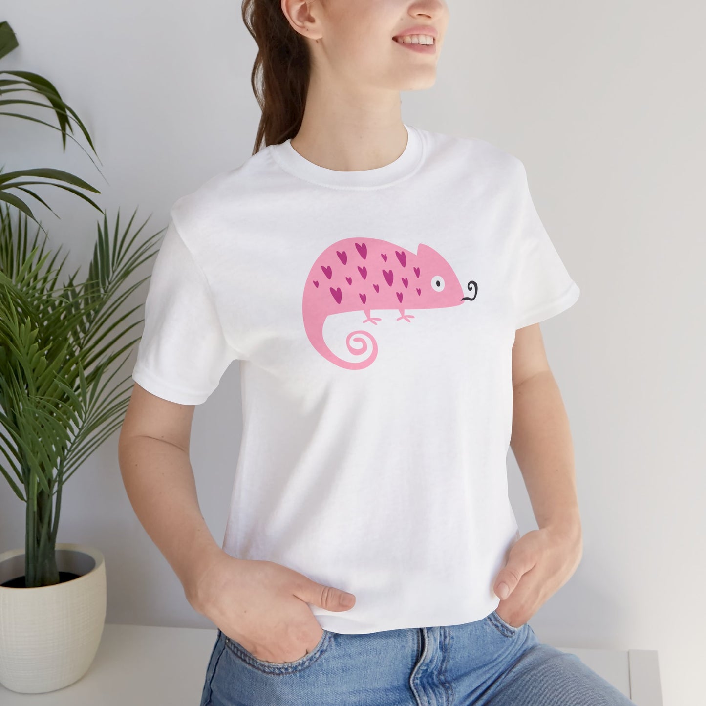 Pink Chameleon Love Heartfelt Charm Unisex Jersey Short Sleeve Tee