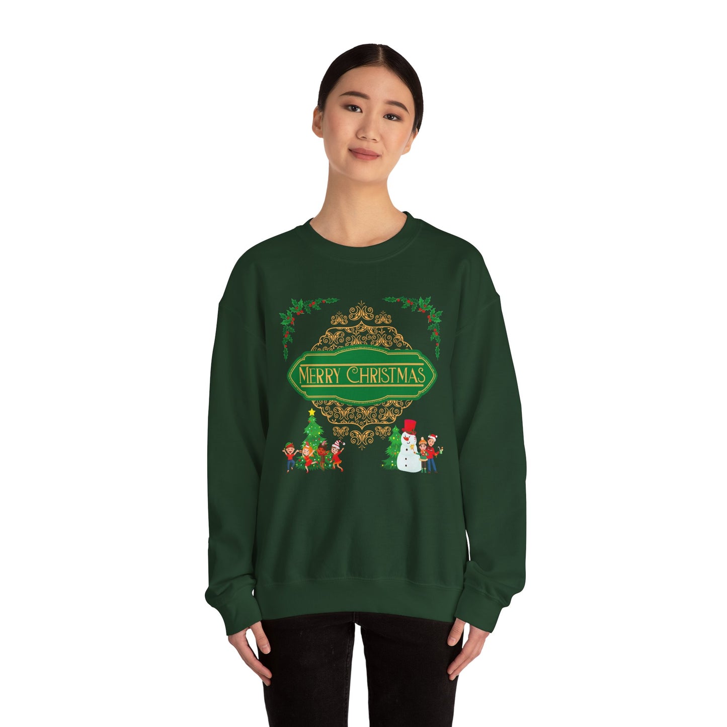 Unisex Heavy Blend Crewneck Sweatshirt Elegant Merry Christmas πβοΈβ¨