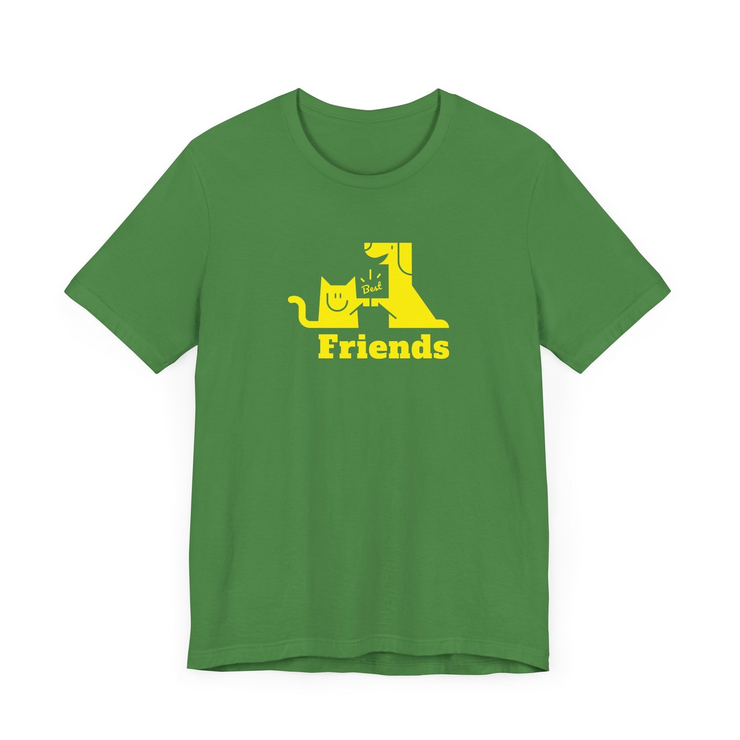 Cat & Dog Hi-5 Each Other Best Friends Yellow Print Unisex Jersey Short Sleeve Tee