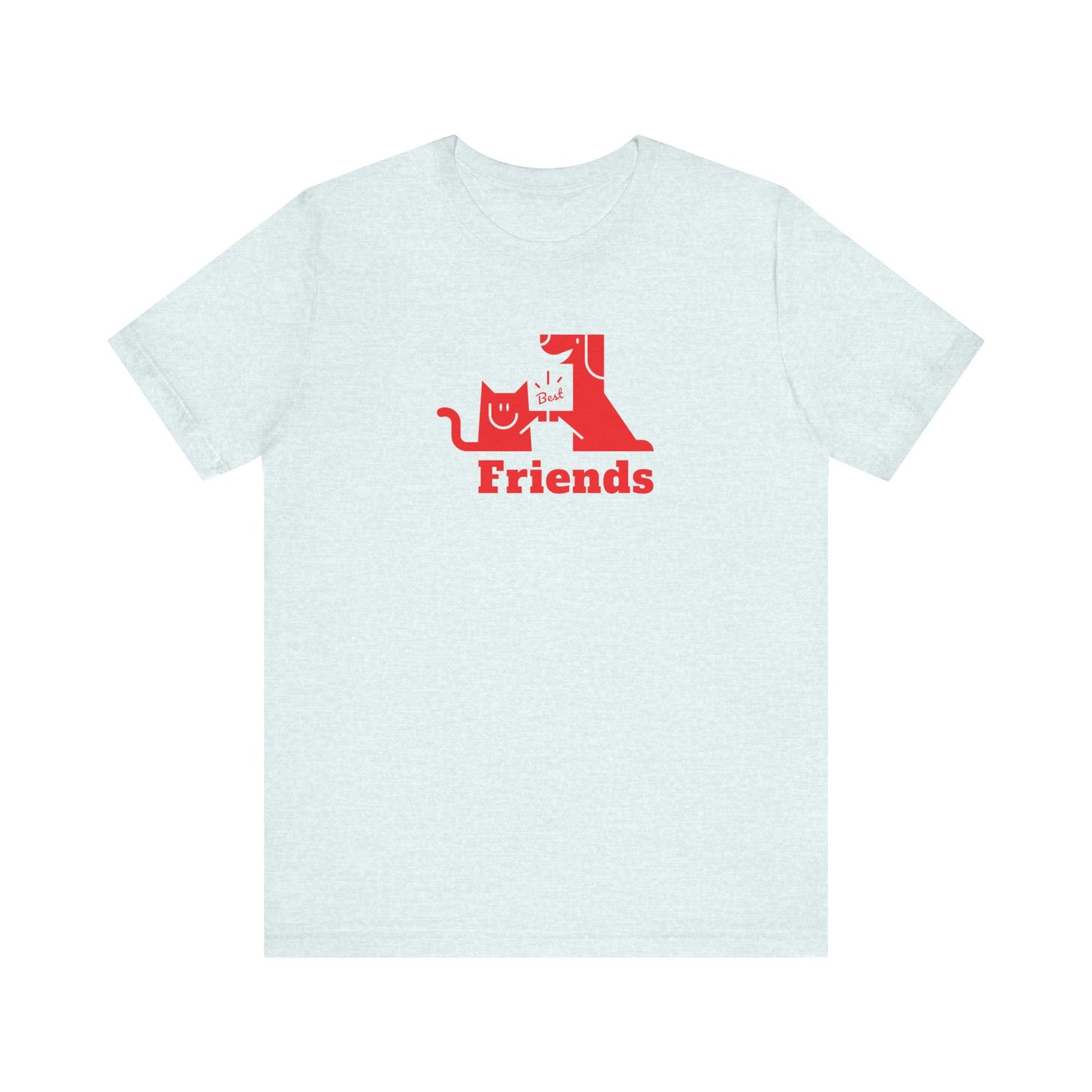 Cat & Dog Hi-5 Each Other Best Friends Red Print Unisex Jersey Short Sleeve Tee