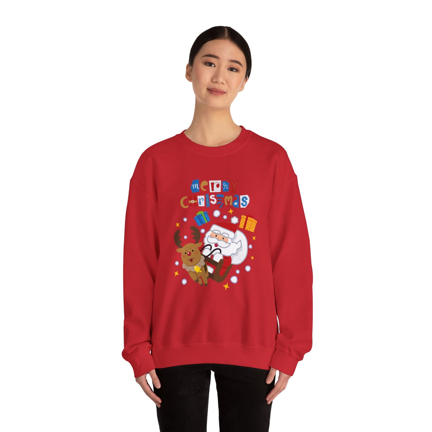 Unisex Heavy Blend Crewneck Sweatshirt Santa & Reindeer Merry Christmas π
π¦β¨