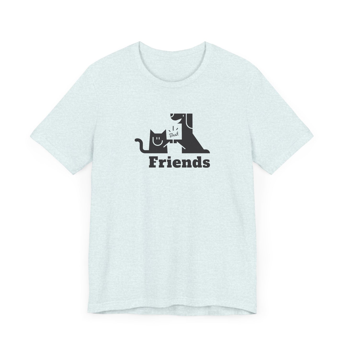 Cat & Dog Hi-5 Each Other Best Friends Black Print Unisex Jersey Short Sleeve Tee