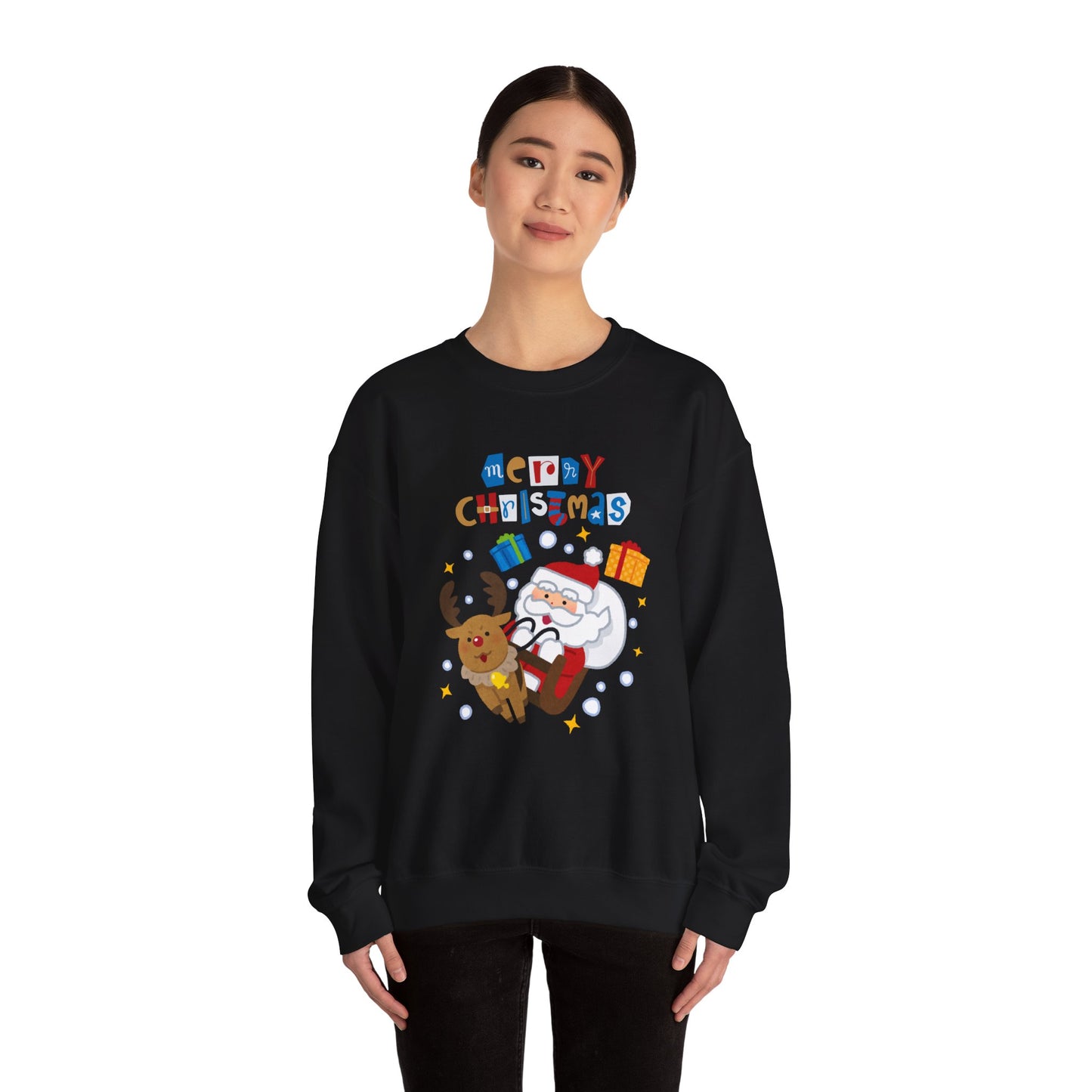 Unisex Heavy Blend Crewneck Sweatshirt Santa & Reindeer Merry Christmas π
π¦β¨