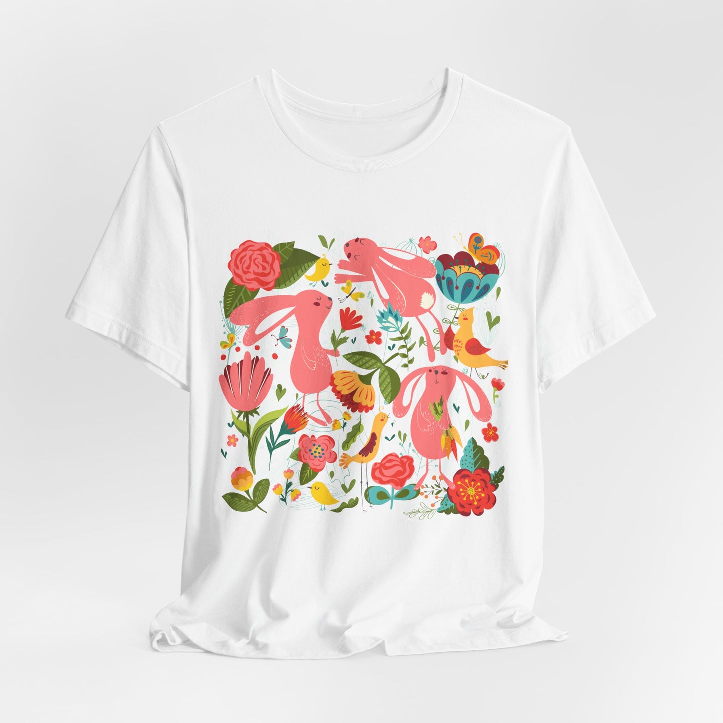 Bunny Bonanza Colorful Boho Easter Rabbit Trio Unisex Jersey Short Sleeve Tee
