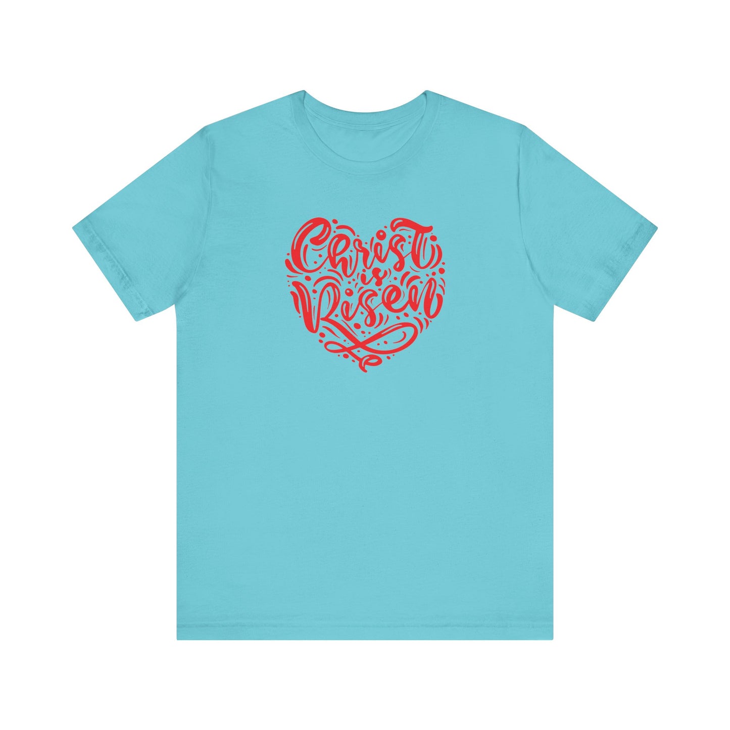 Christ is Risen Heart Shaped Red Print Unisex Jersey Short Sleeve Tee