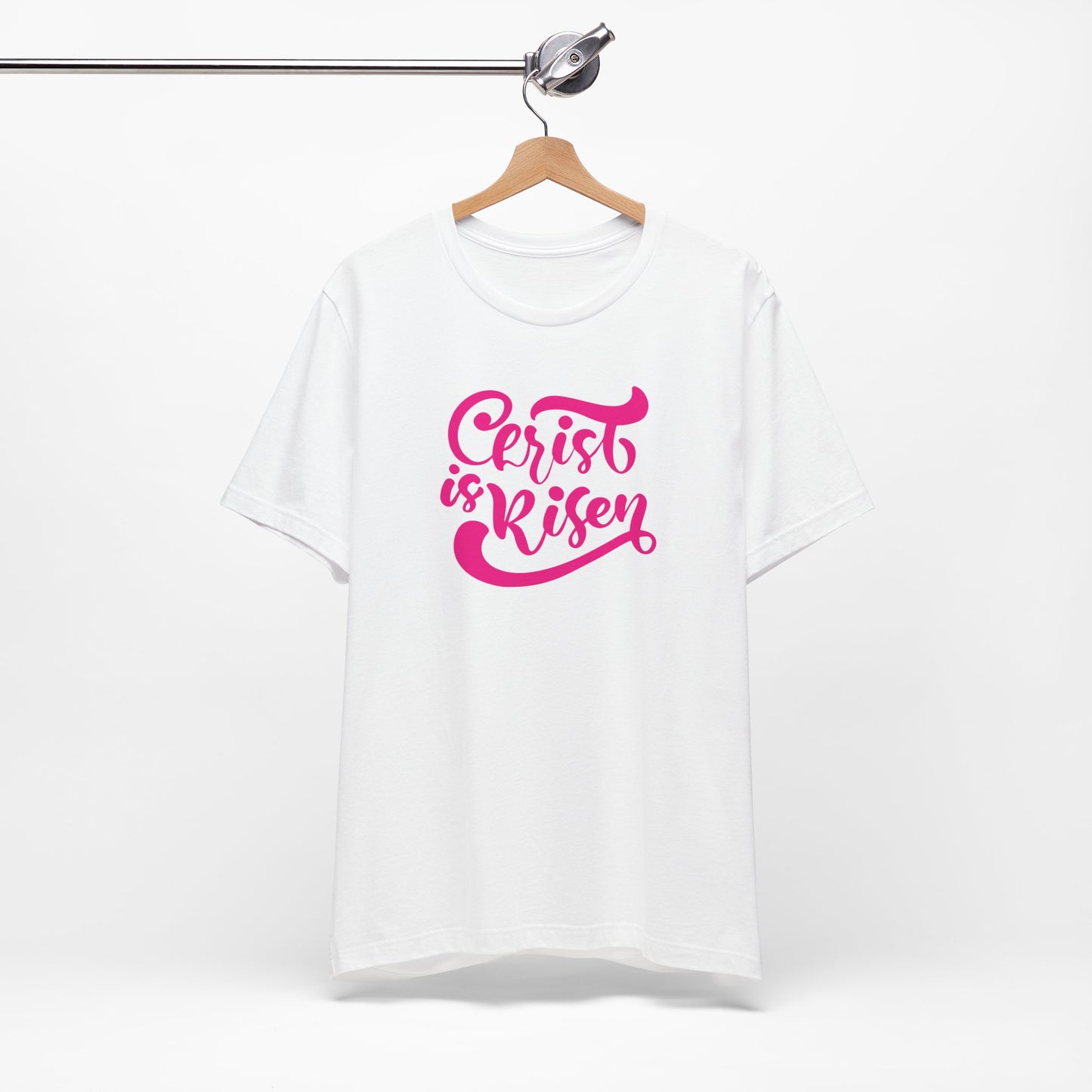 Christ is Risen Pink Print Unisex Jersey Short Sleeve Tee