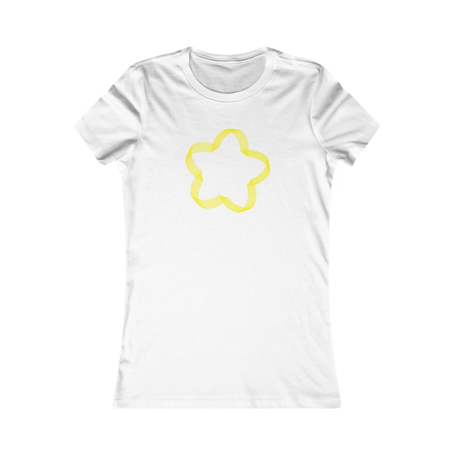 Women's Favorite T-Shirt "Geometric Petal Play" Whimsical 5-Petal Flower Yellow Print