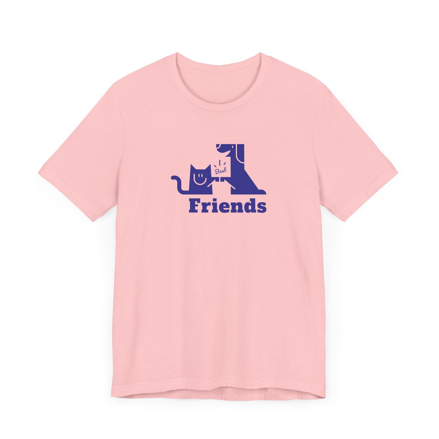 Cat & Dog Hi-5 Each Other Best Friends Navy Print Unisex Jersey Short Sleeve Tee