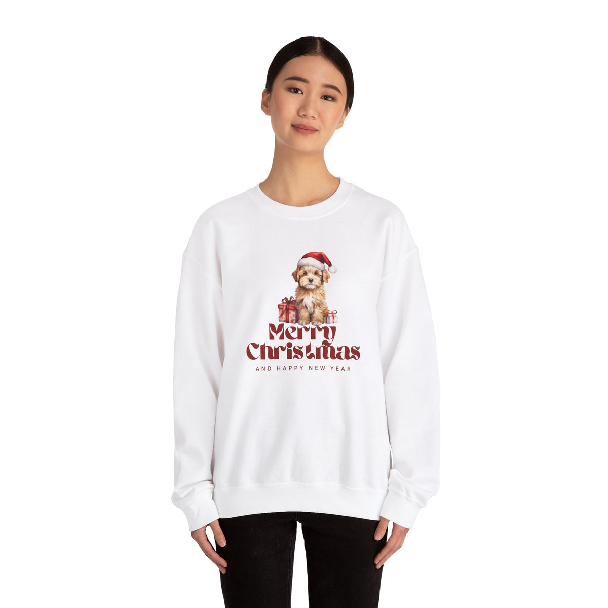 Unisex Heavy Blend Crewneck Sweatshirt Merry Christmas and Happy New Year with Puppy π
πΎπ