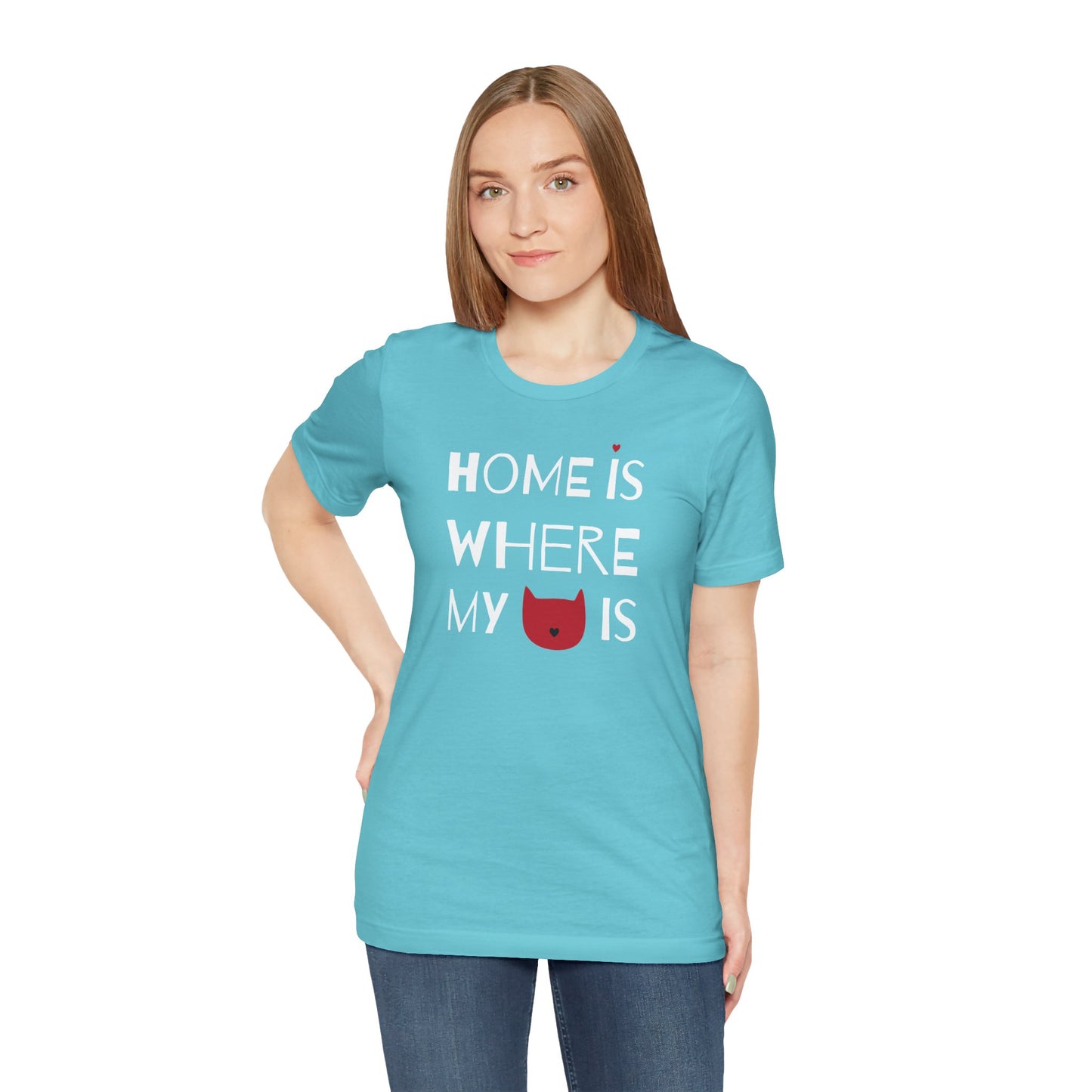 Home Is Where My Cat Is Unisex Jersey Short Sleeve Tee