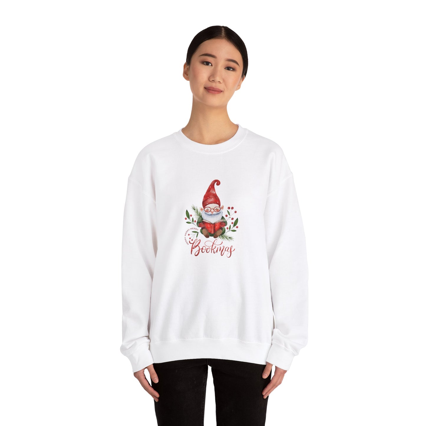 Unisex Heavy Blend Crewneck Sweatshirt Merry Bookmas with Santa's Helper ππ
β¨