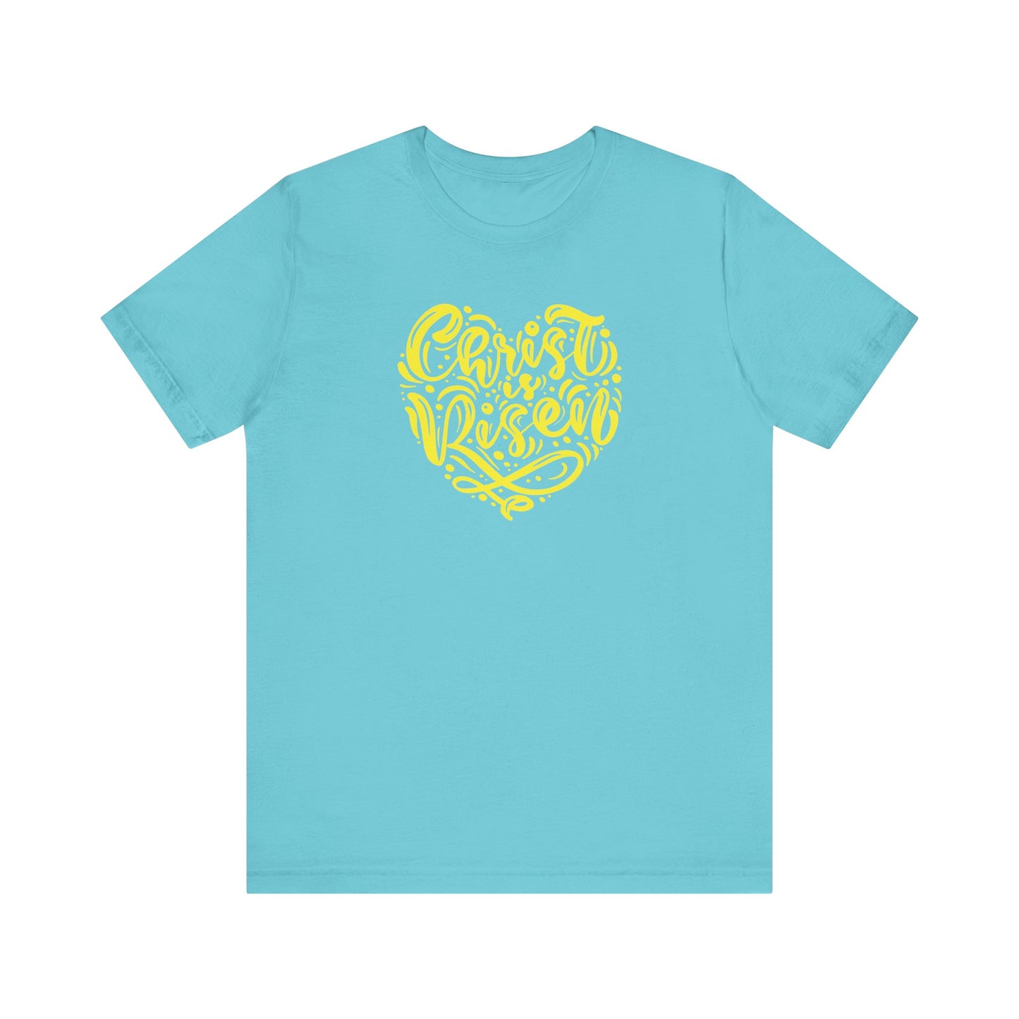 Christ is Risen Heart Shaped Yellow Print Unisex Jersey Short Sleeve Tee