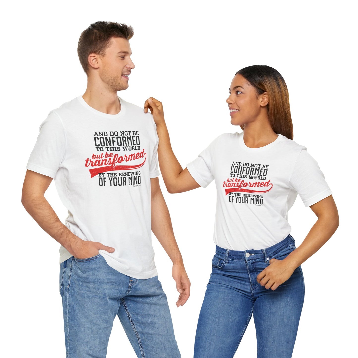 Be Transformed Romans 12:2 Unisex Jersey Short Sleeve Tee