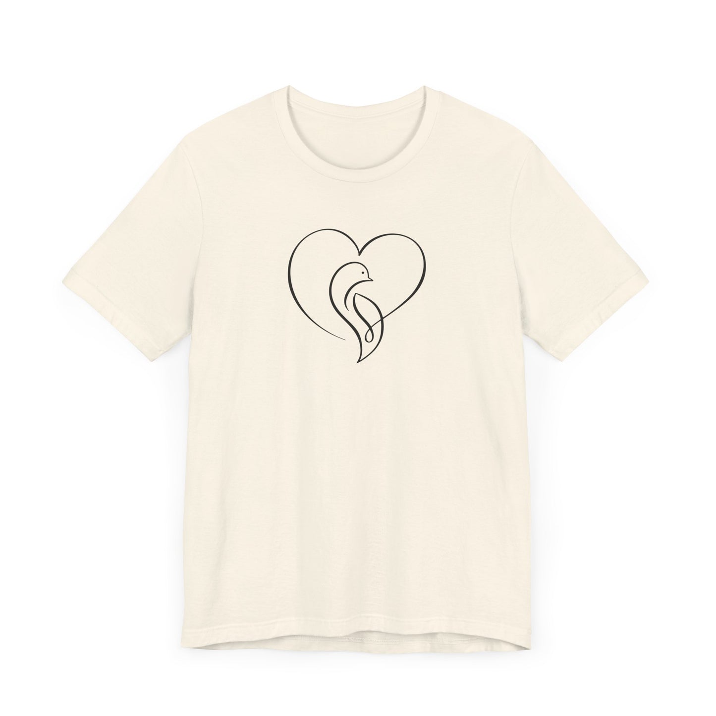 Unisex Jersey Short Sleeve Tee Christian Dove Heart Black Print