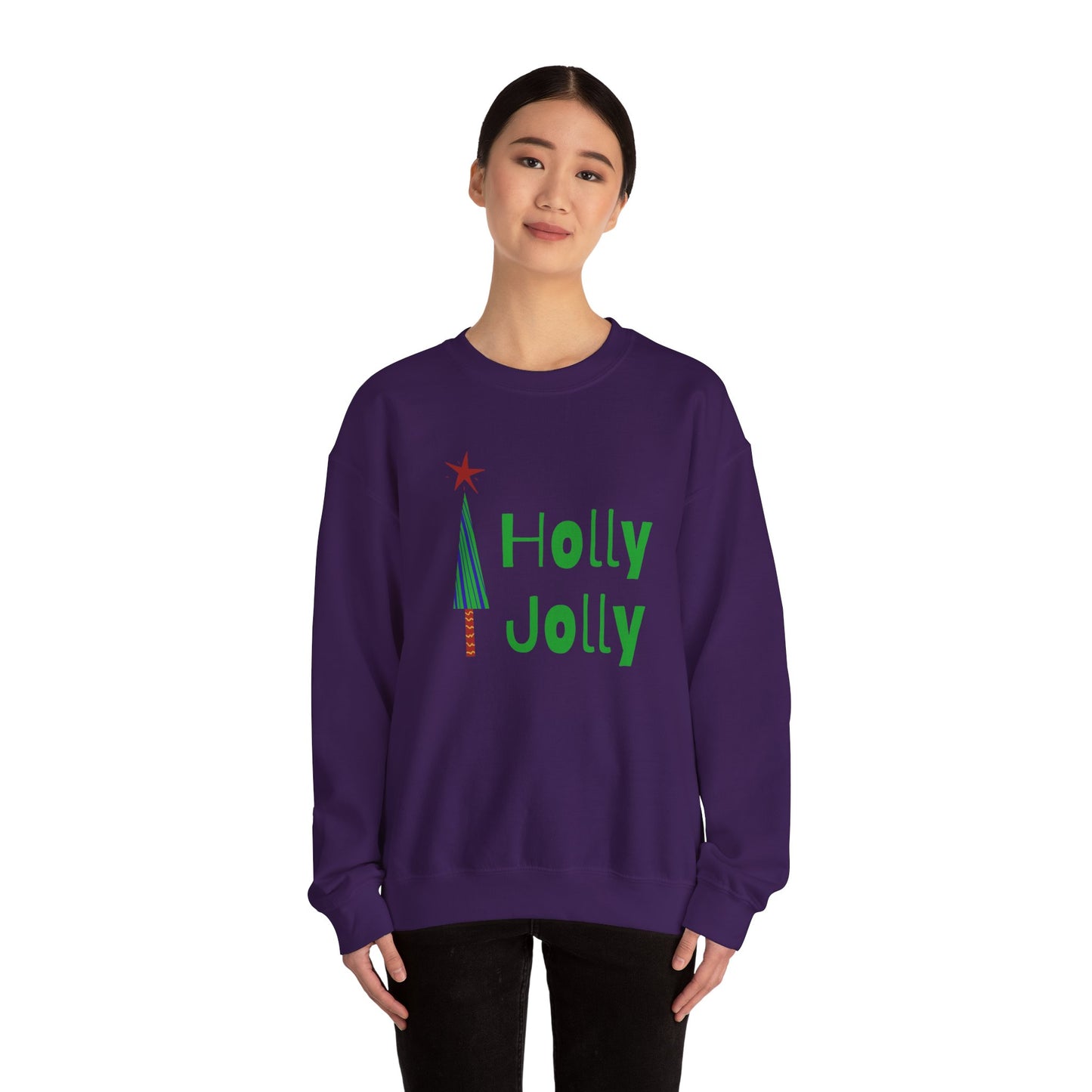 Unisex Heavy Blend Crewneck Sweatshirt Holly Jolly Christmas Tree πβ¨