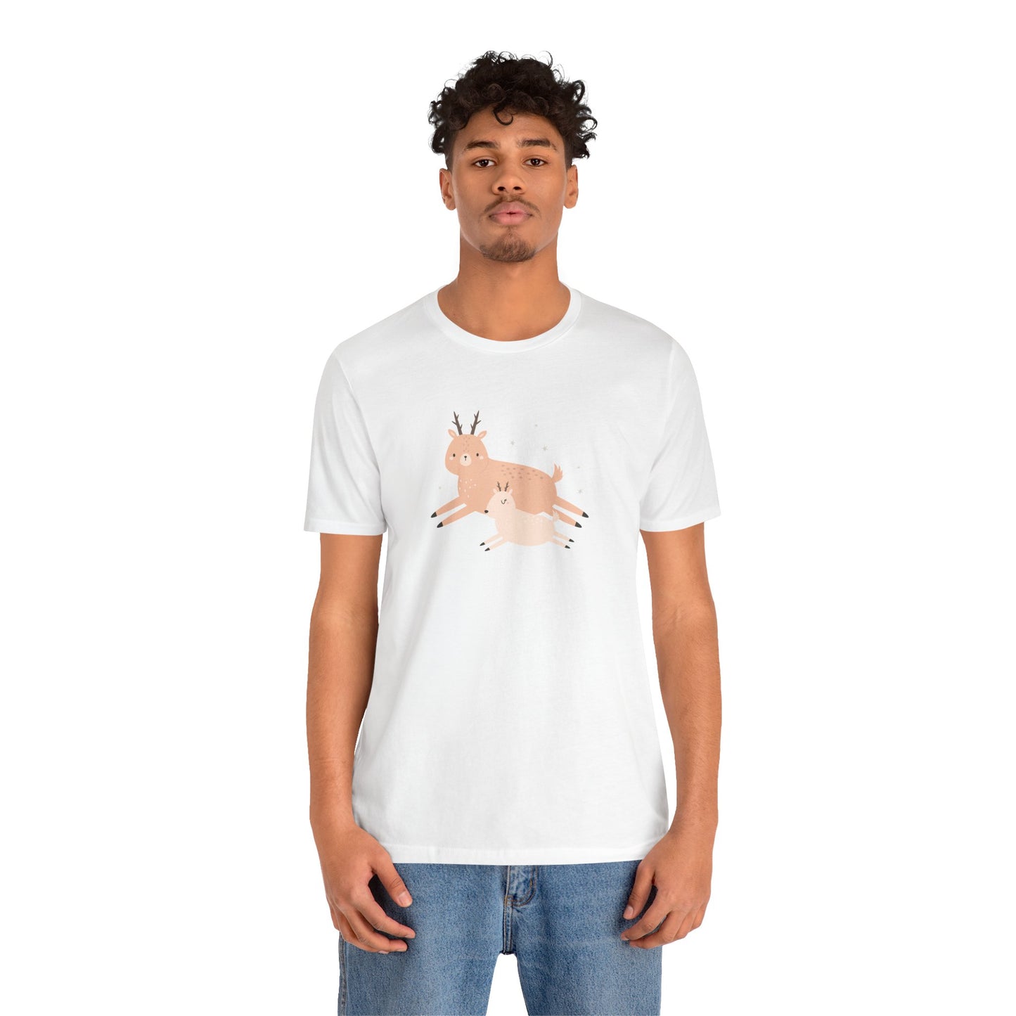 Springtime Love Supermom Reindeer & Baby Fawn Unisex Jersey Short Sleeve Tee