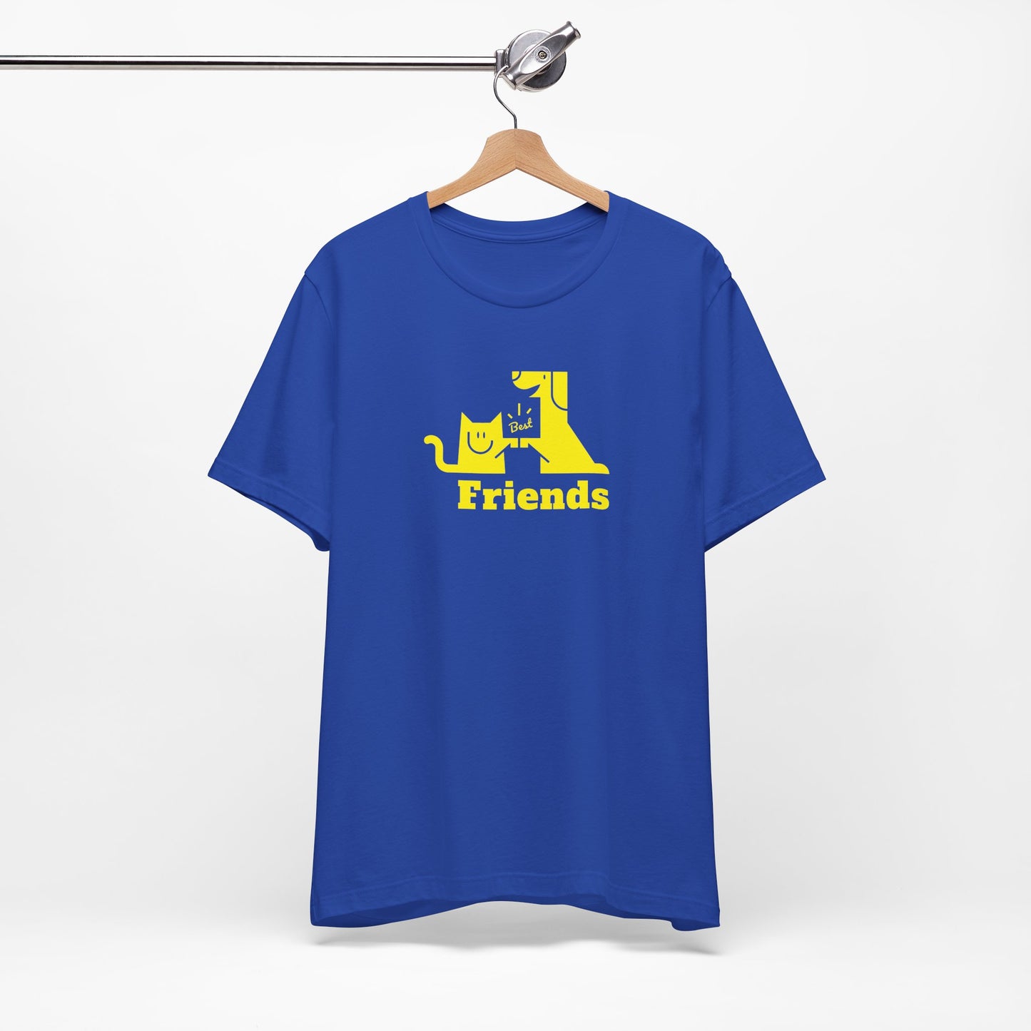 Cat & Dog Hi-5 Each Other Best Friends Yellow Print Unisex Jersey Short Sleeve Tee
