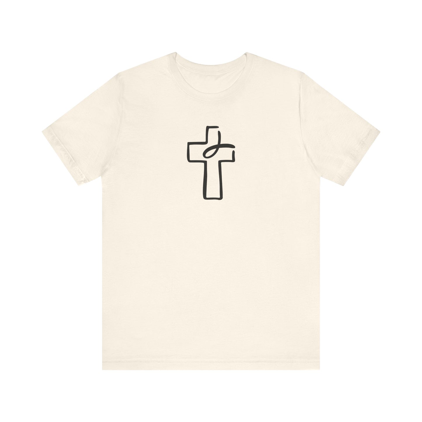Crucifix Ichthys "Jesus Fish" Black Print Unisex Jersey Short Sleeve Tee