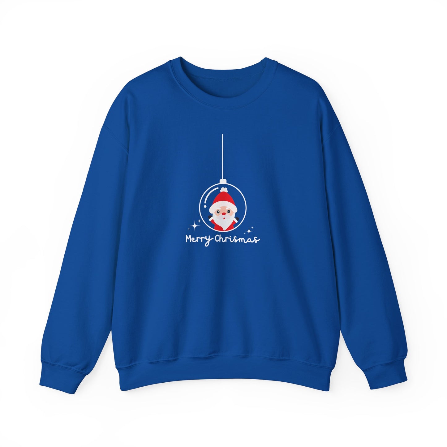 Unisex Heavy Blend Crewneck Sweatshirt Santa in Glass Ornament with Merry Christmas πβ¨