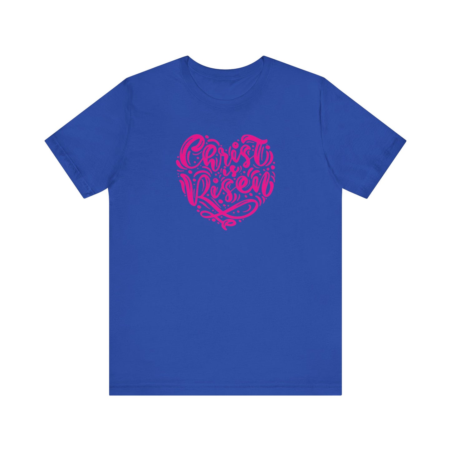 Christ is Risen Heart Shaped Pink Print Unisex Jersey Short Sleeve Tee