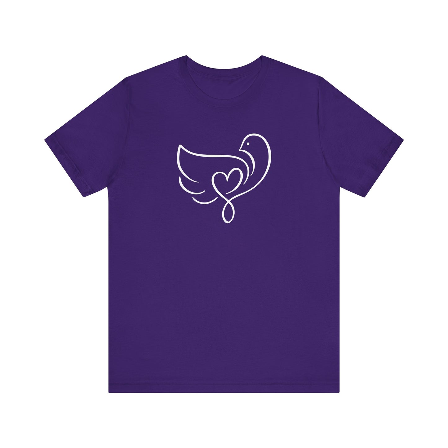 Unisex Jersey Short Sleeve Tee Christian Dove Heart White Print