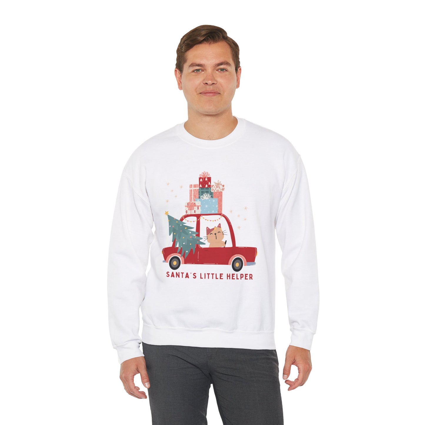 Santa's Little Helper Cat Driving πππ± Unisex Heavy Blend Crewneck Sweatshirt