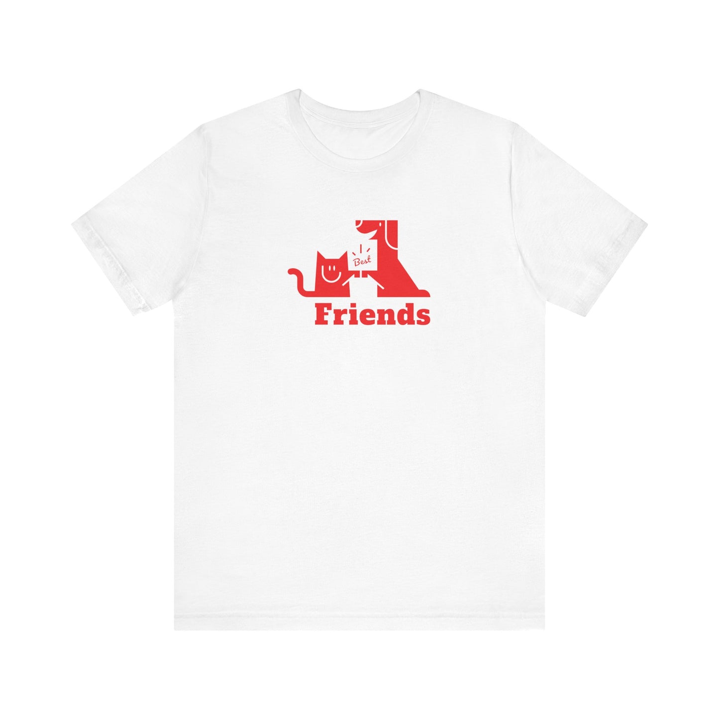 Cat & Dog Hi-5 Each Other Best Friends Red Print Unisex Jersey Short Sleeve Tee
