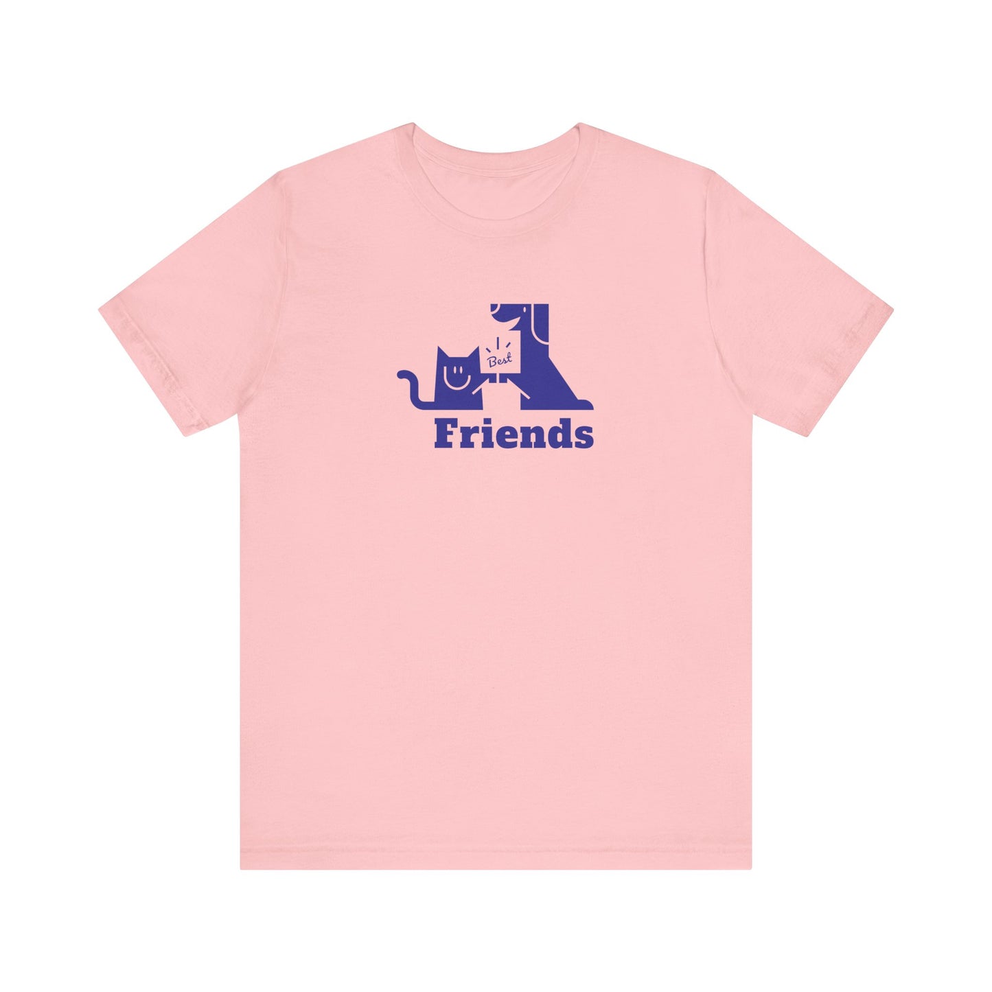 Cat & Dog Hi-5 Each Other Best Friends Navy Print Unisex Jersey Short Sleeve Tee