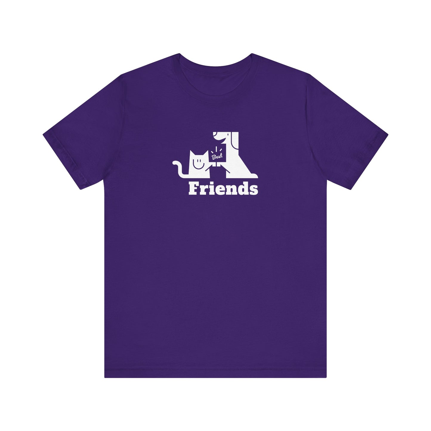Cat & Dog Hi-5 Each Other Best Friends White Print Unisex Jersey Short Sleeve Tee