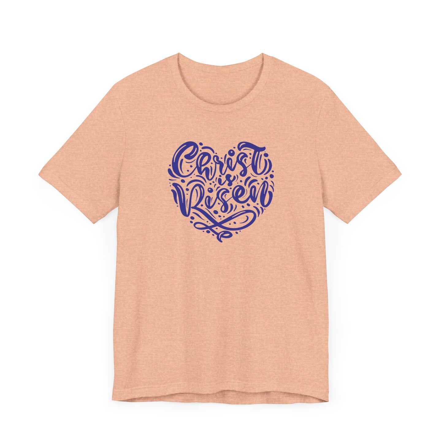 Christ is Risen Heart Shaped Navy Print Unisex Jersey Short Sleeve Tee