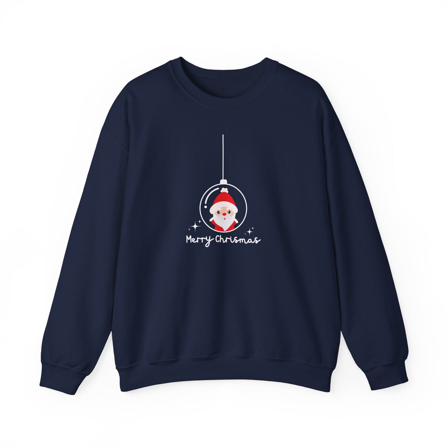 Unisex Heavy Blend Crewneck Sweatshirt Santa in Glass Ornament with Merry Christmas πβ¨