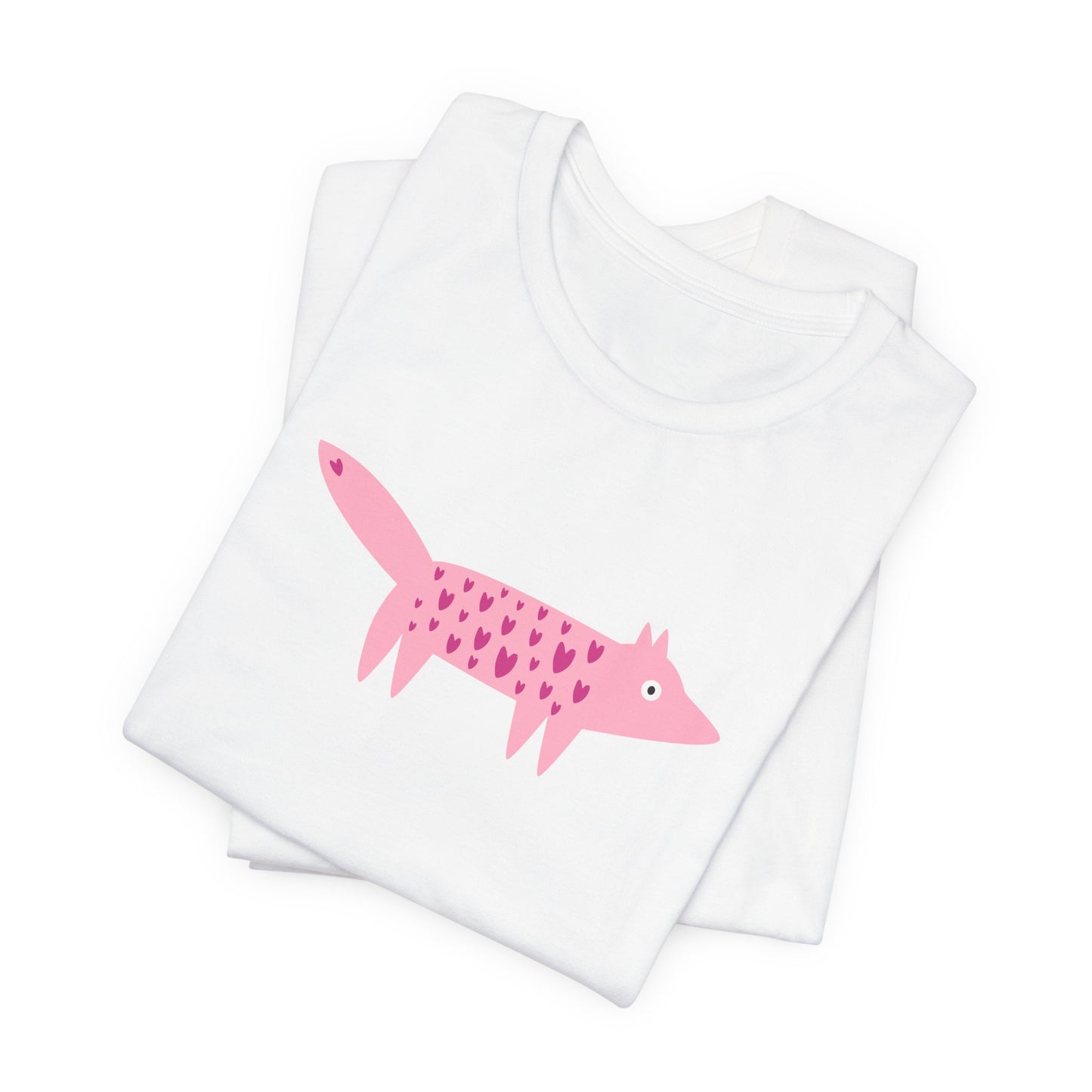 Foxy Love Fest Adorable Pink Fox with Hearts Unisex Jersey Short Sleeve Tee