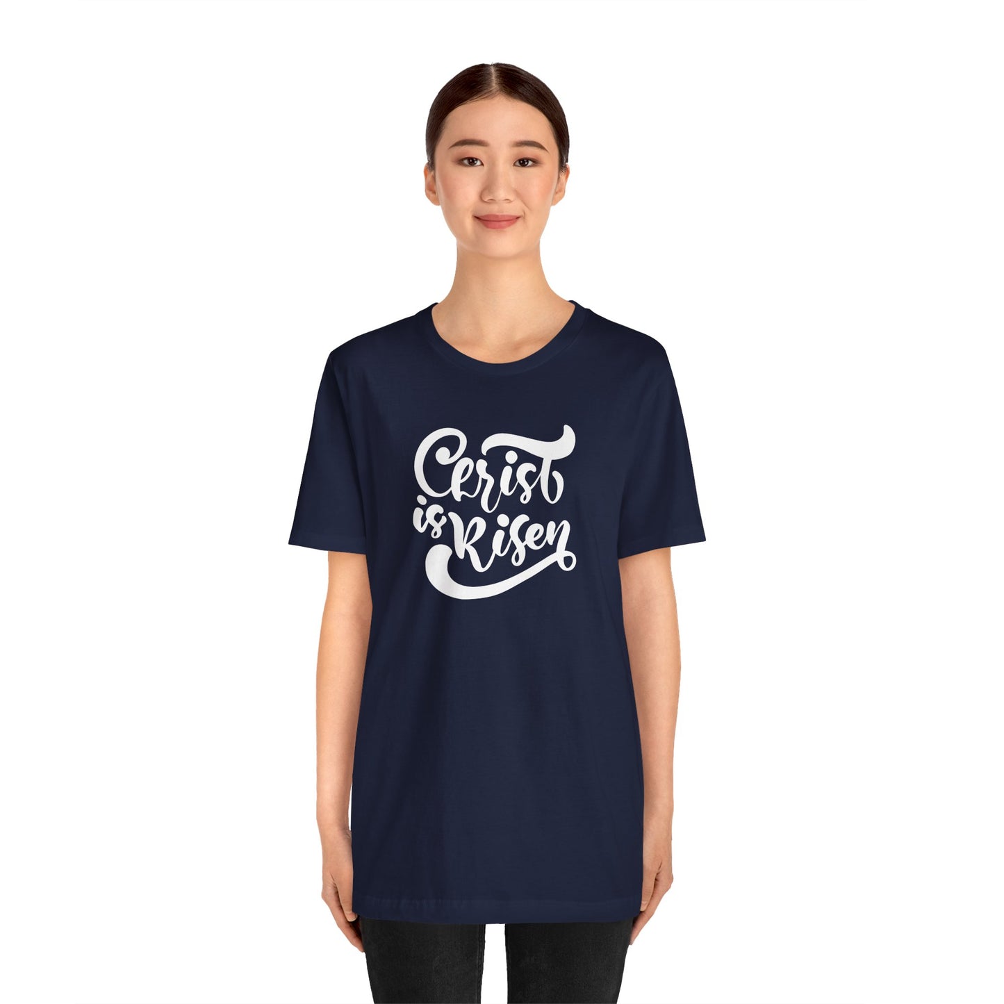 Christ is Risen White Print Unisex Jersey Short Sleeve Tee