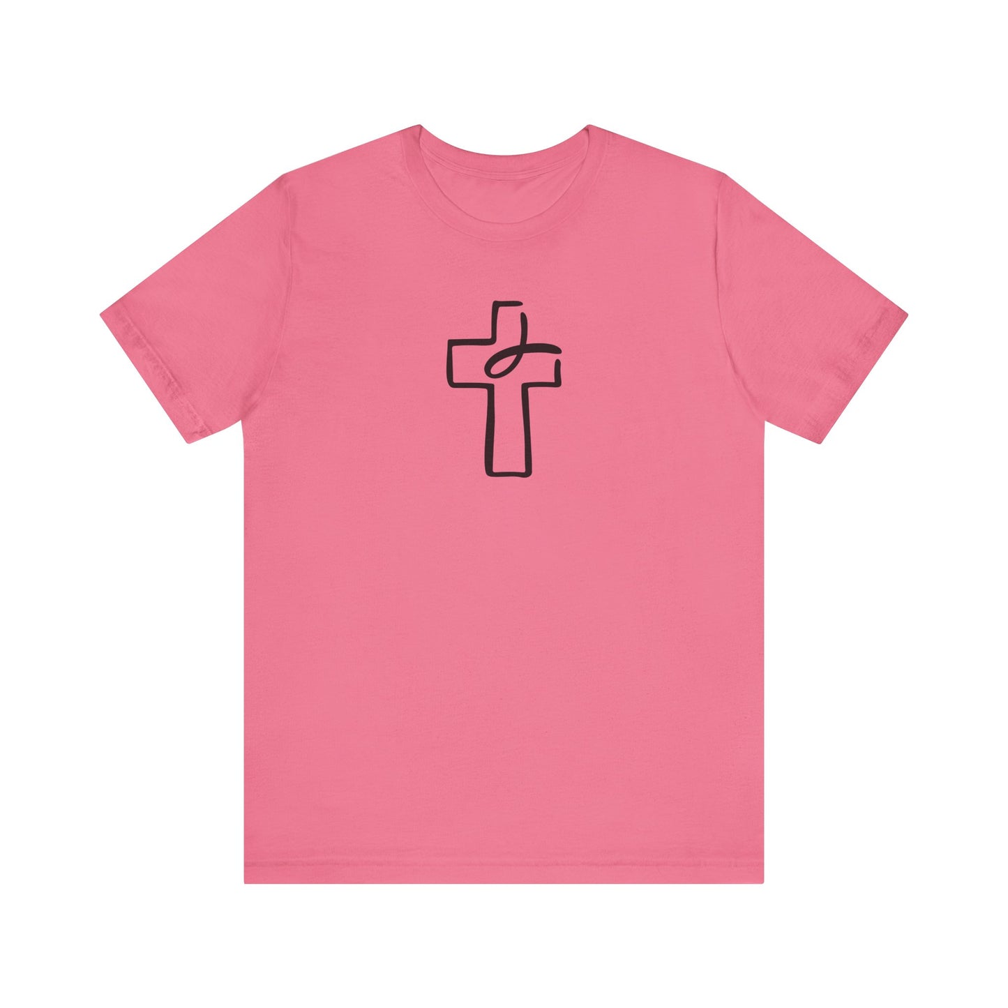 Crucifix Ichthys "Jesus Fish" Black Print Unisex Jersey Short Sleeve Tee