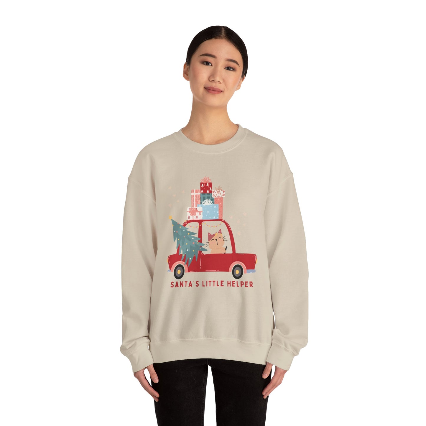 Santa's Little Helper Cat Driving πππ± Unisex Heavy Blend Crewneck Sweatshirt