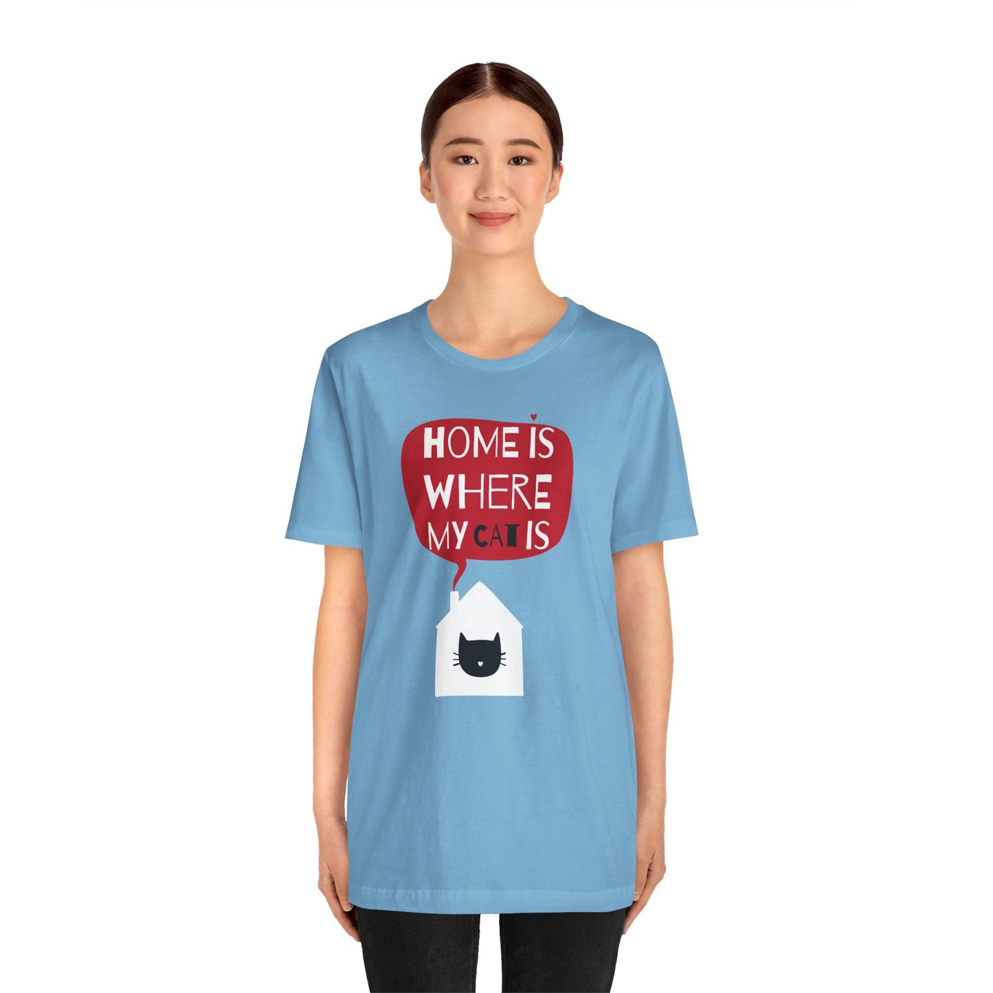 Home Is Where My Cat Is Unisex Jersey Short Sleeve Tee