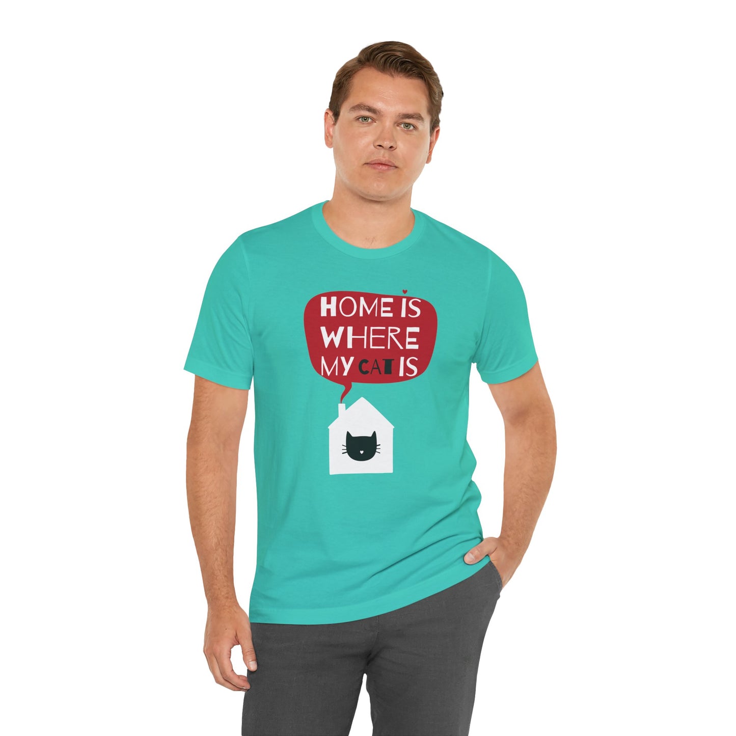 Home Is Where My Cat Is Unisex Jersey Short Sleeve Tee