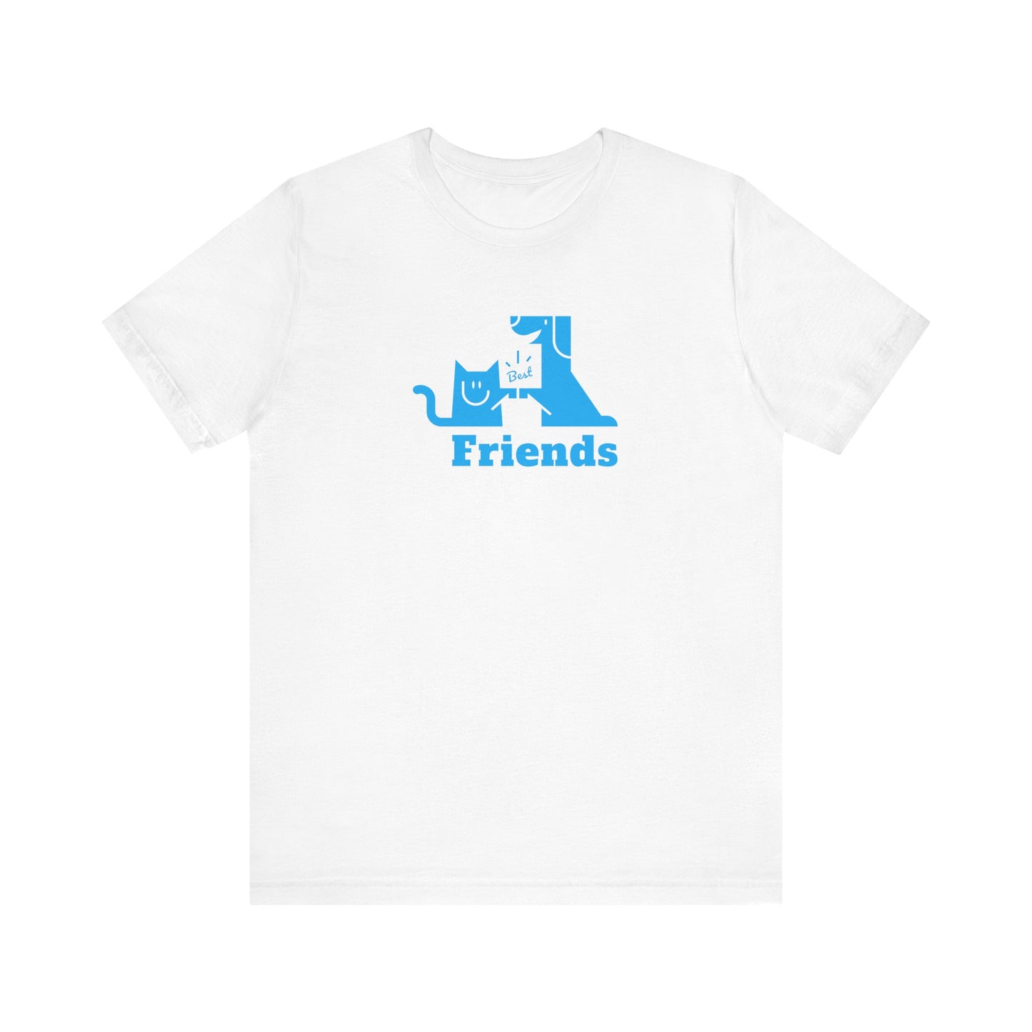 Cat & Dog Hi-5 Each Other Best Friends Blue Print Unisex Jersey Short Sleeve Tee