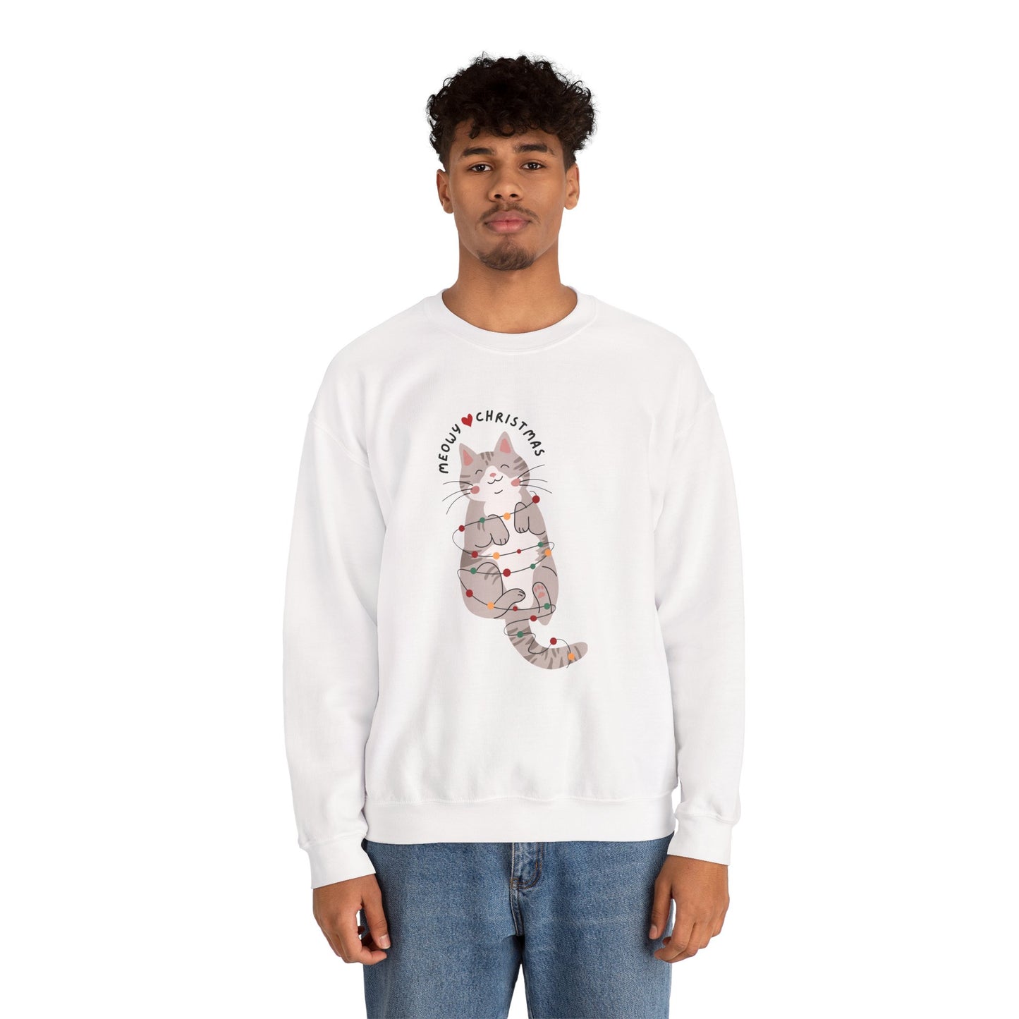 Meowy Christmas Cat ππ±β¨ Unisex Heavy Blend Crewneck Sweatshirt