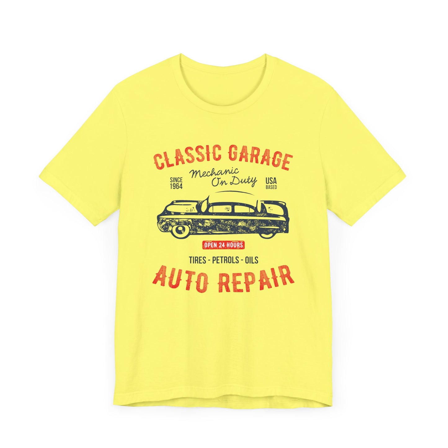 Unisex Jersey Short Sleeve Tee Classic Garage Auto Repair Red Print