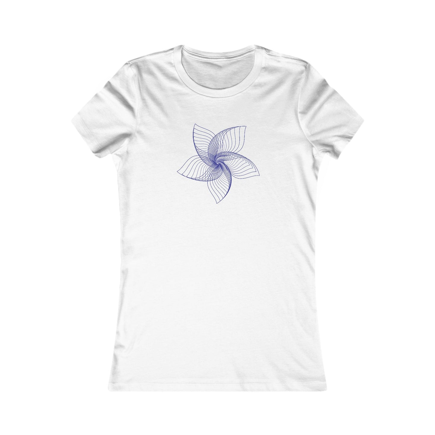 Women's Favorite T-Shirt "Geometric Petal Play" Whimsical 5-Petal Flower Navy Print
